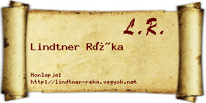 Lindtner Réka névjegykártya
